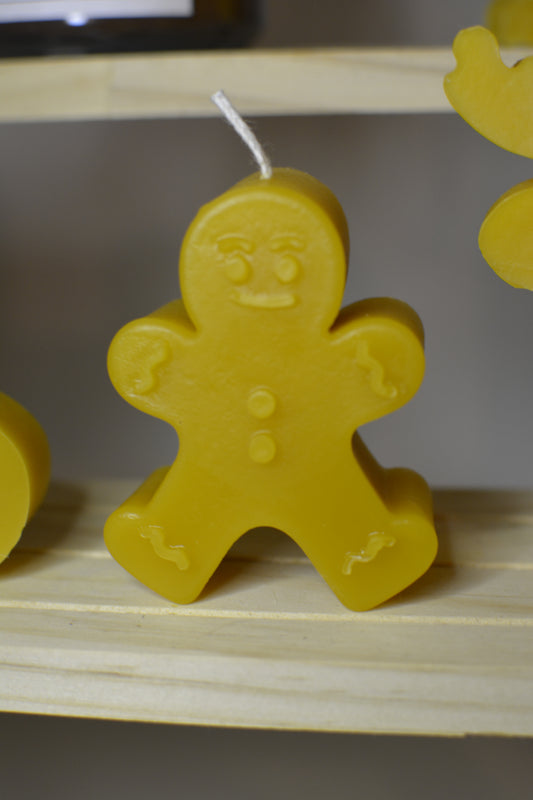 Gingerbread man beeswax candle